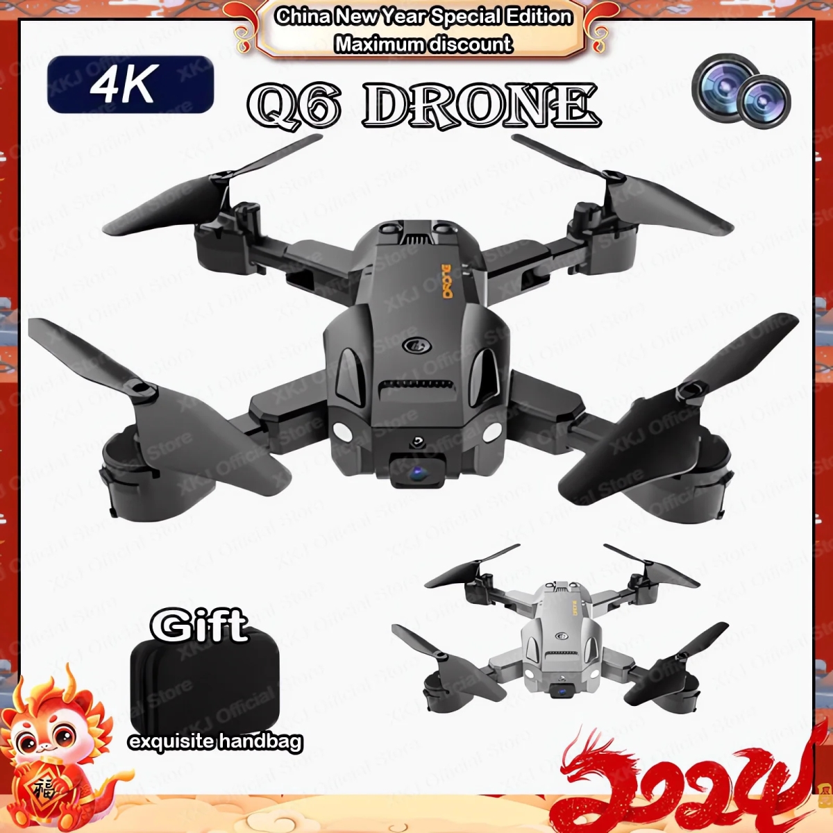 NM60067 Q6 GPS 8K HD Dual Camera Obstacle Avoidance Folding Quadcopter Remote Control Distance 1000 m Gift Toy
