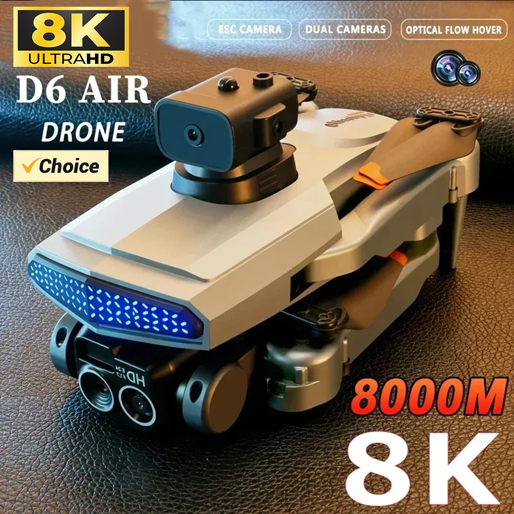 NM60459 GPS Drone 8K Professional HD Dual Camera 5G Wi-Fi Photography Brushless Obstacle Foldable Quadcopter RC Drone Toy - Black, Gray & Orange