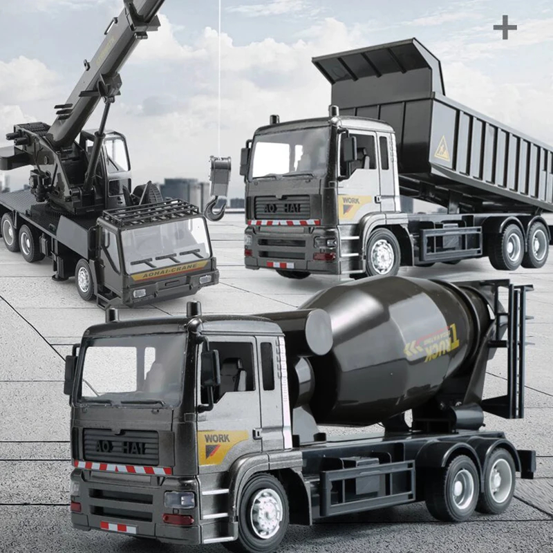 NM60647 Alloy RC Engineering Vehicle Steering Wheel Remote Control Dump Truck Crane Mixer Excavator K-Lift Truck Outdoor Toy