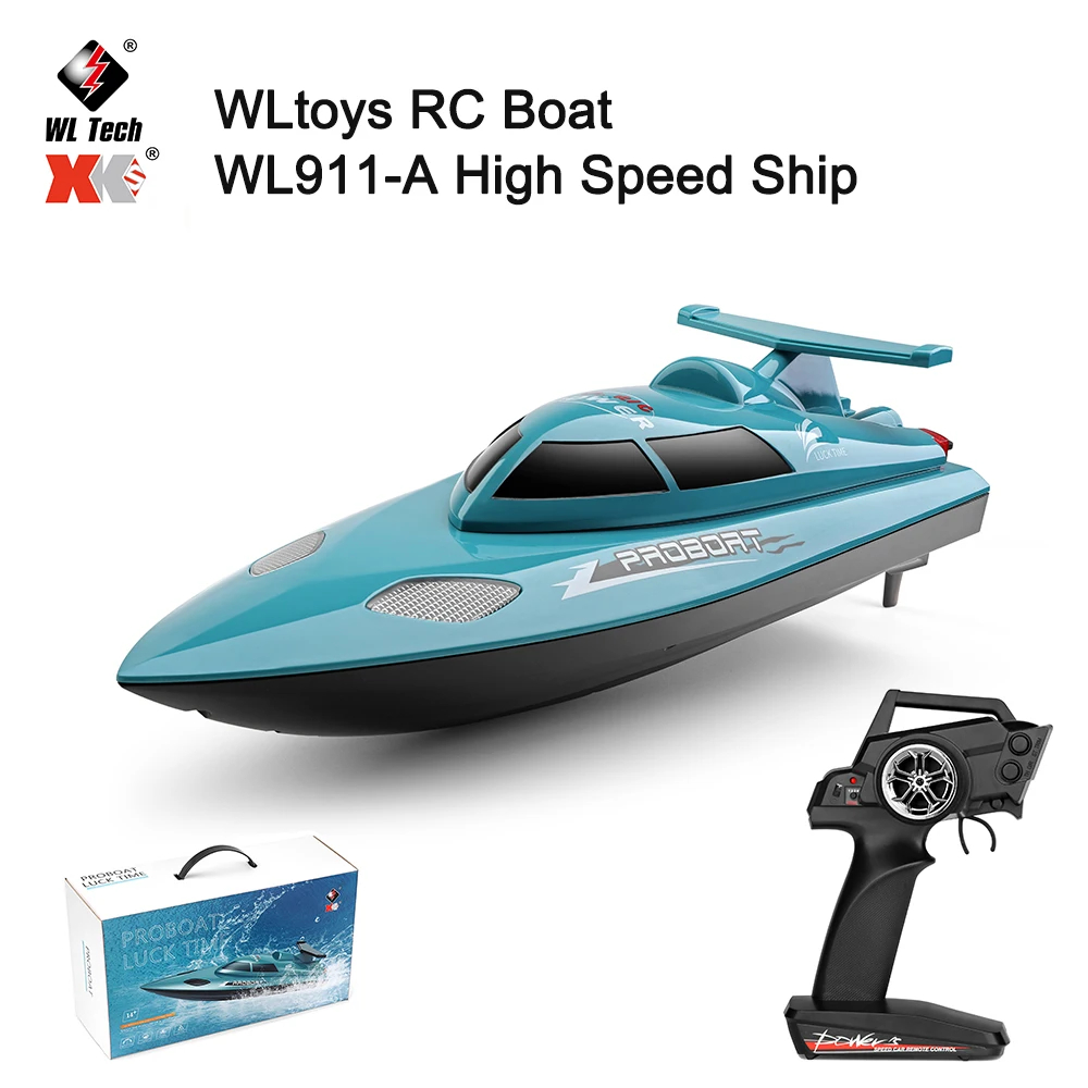 NM60495 WL911-A RC Speedboat High Speed Boat Waterproof 2.4GHz Rechargeable Remote Control Ship Children Kids Gift - Green