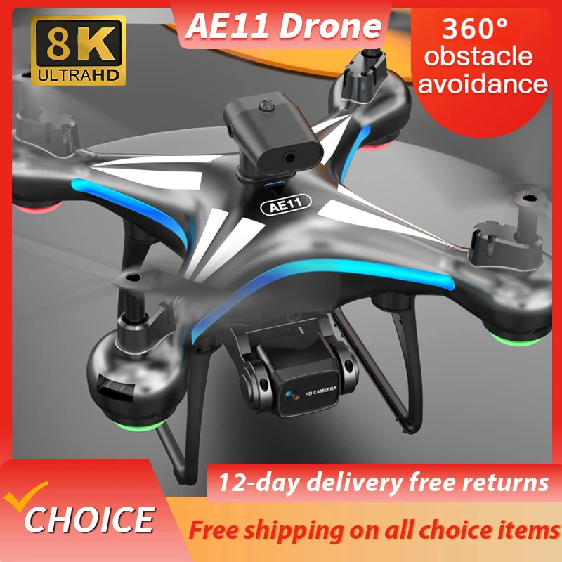 NM60538 AE11 Drone 2.4G Professional 8K Dual Camera One Key Return ESC Obstacle Avoidance Optical Flow Positioning Wi-Fi FPV RC Drone