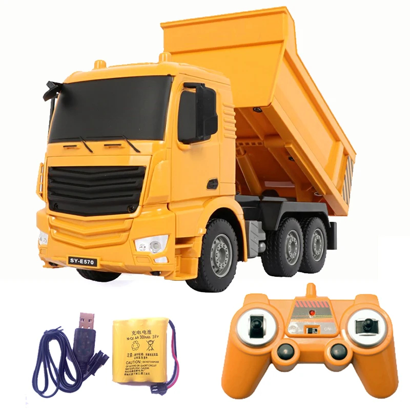 NM60579 RC Car Dump Truck Boys Birthday Gift Remote Control Engineering Tipper Truck Model Beach Toy for Children