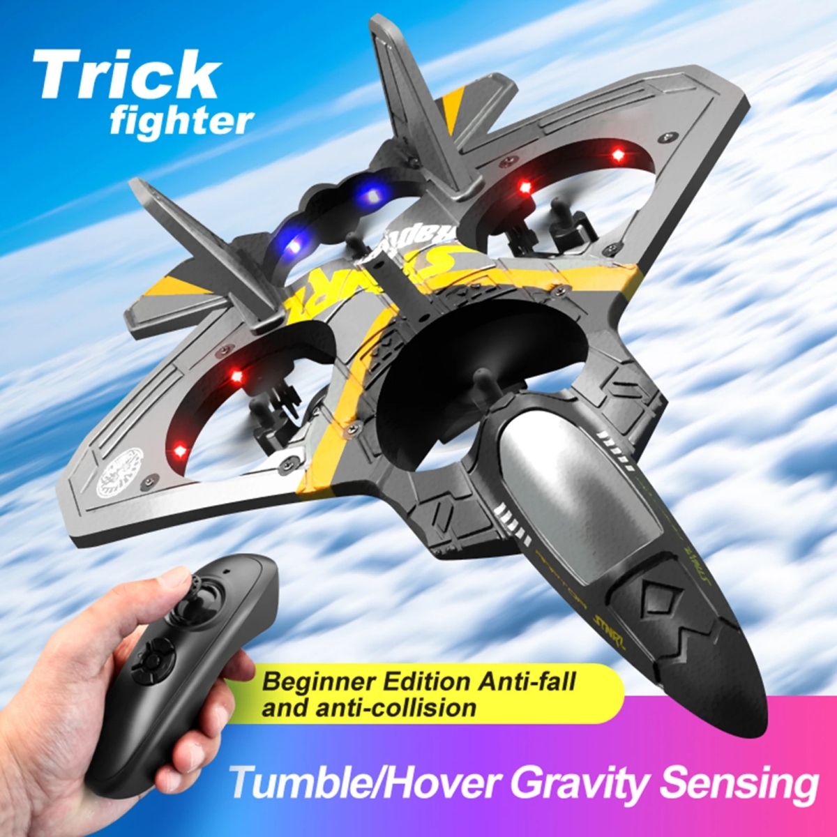 NM60614 Remote Control Airplane 2.4G 6CH Remote Control Fighter Hobby Plane Glider Airplane EPP Foam Toys RC Drone Kids Gift - Blue & Silver