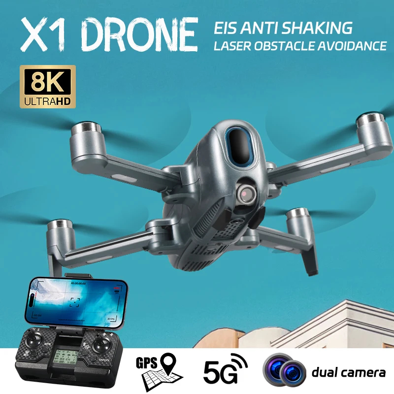 NM60616 8K Drone Dual Camera Professional Drone Four Axis Remote Control Aircraft Portable GPS Automatic Obstacle Avoidance Quadcopter -  UNO1RC