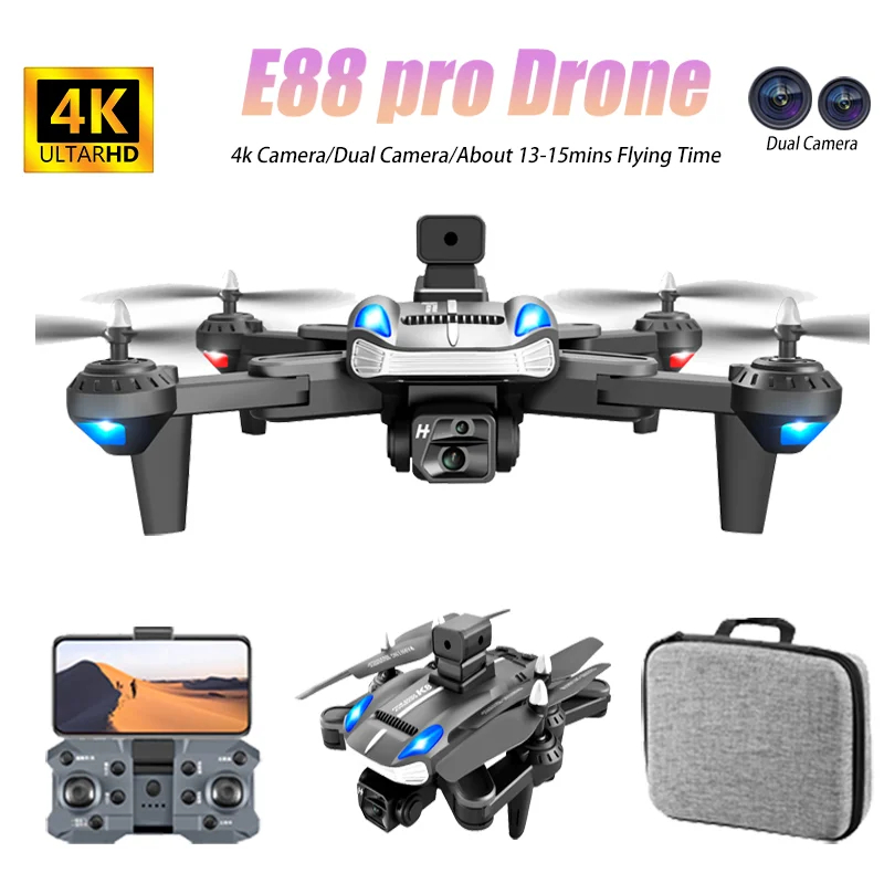 NM60638 K8 Drone with 4K HD Camera RC Four-Way Obstacle Avoidance Drone Foldable Obstacle Avoidance Foldable Quadcopter Airplane