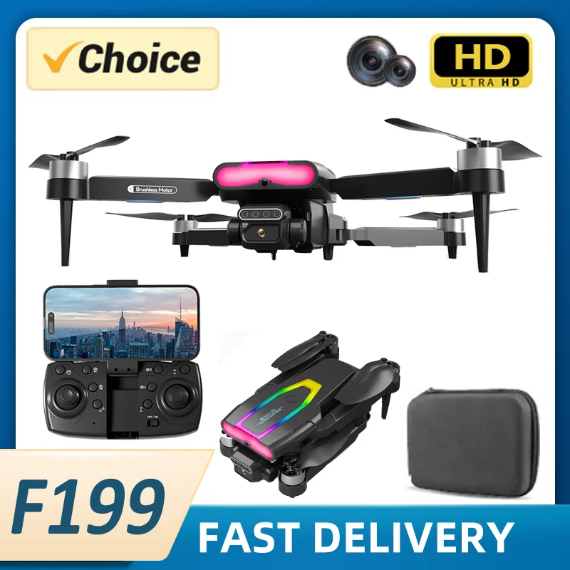 NM60667 F199 Drone 1080P Wide Angle HD Dual Camera Professional RC Foldable Quadcopter Aerial Photography FPV Helicopter Toys Gift -  UNO1RC