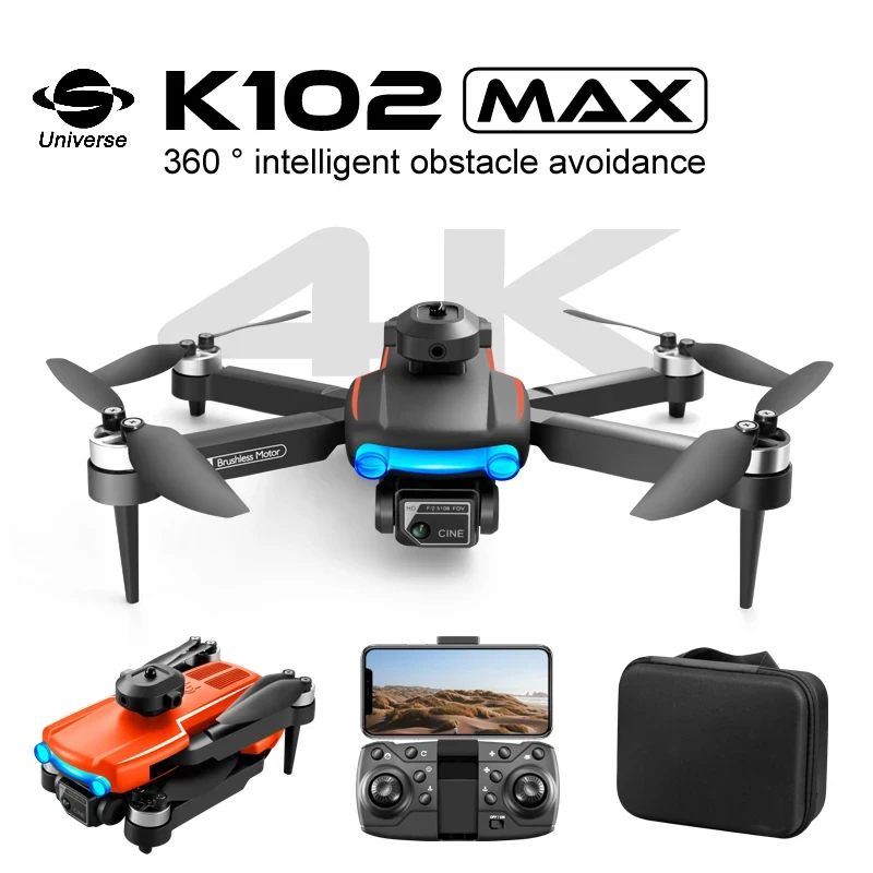 NM60756 Max GPS Brushless Drone 4K Professional Camera Optical Flow Positioning Manual 90 Deg Adjustment Professional Aerial Drone - Black & Orange