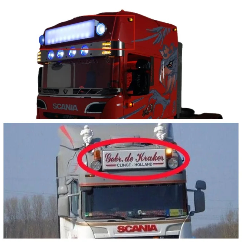 NM60466 Tamiya 1 by 14 RC Truck CNC Aluminum Alloy Front Bumper Light Square Box Lamp Scania Volvo 56360 R730 Cars Upgrade Accessories - White & Blue