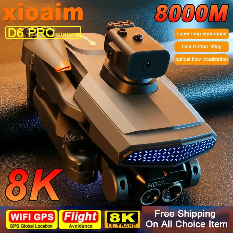 Xiaomi D6 Drone Obstacle Avoidance Optical Flow Position Aerial Photography RC Foldable Quadcopter for Adult Child Toys - Black, Gray & Orange
