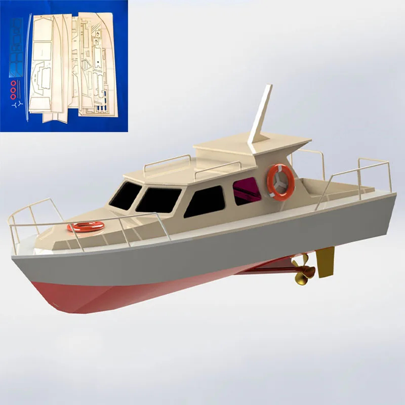 NM60677 RC Boat Model Yacht Flying Fish DIY Wooden Assembly Boat Model Kit Entry Level Set Model Boat Toys