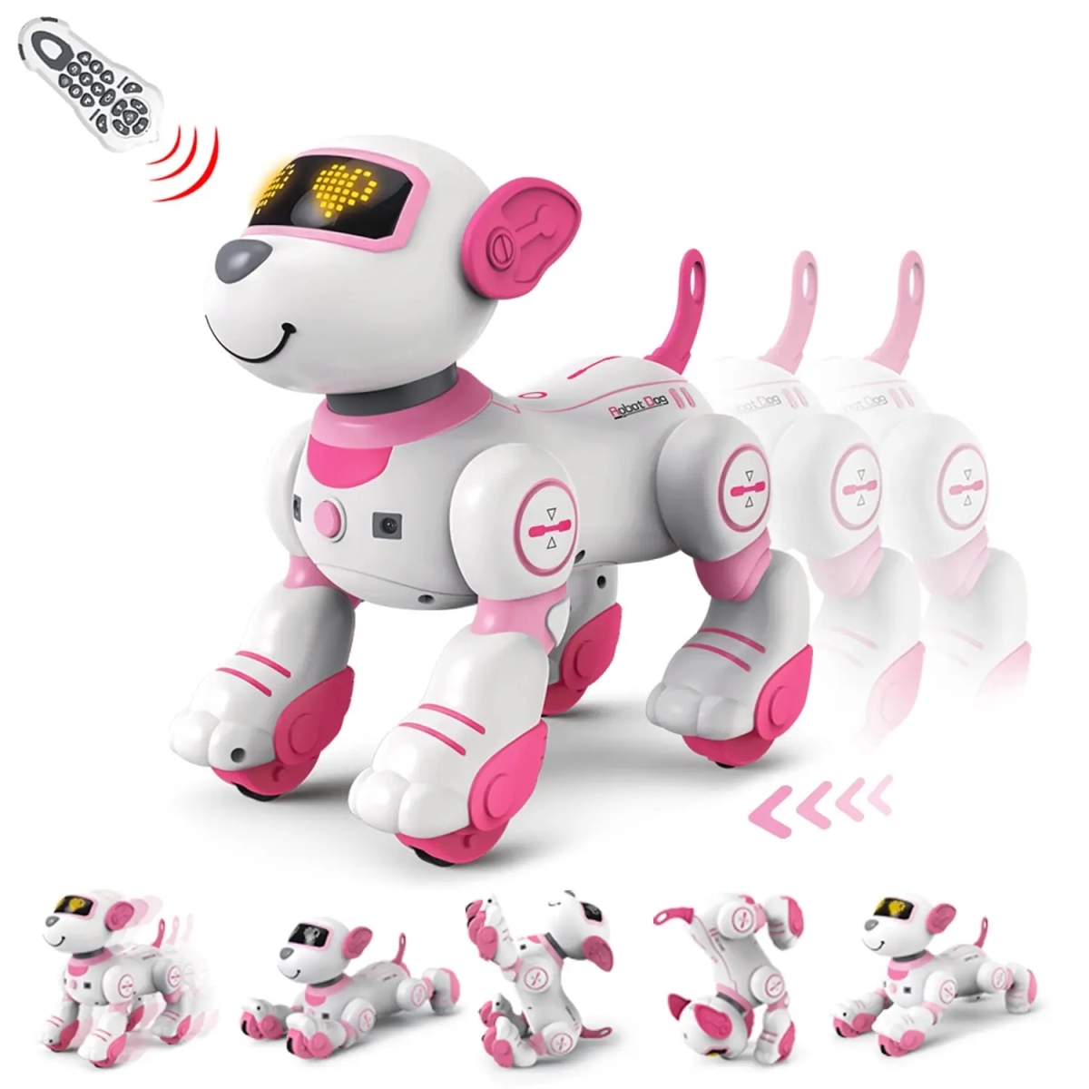 Control Robot Dog Programmable Smart Interactive Stunt Robot Dog with Touch Function Singing Dancing Walking Smart Toy - Pink, Blue & Gold