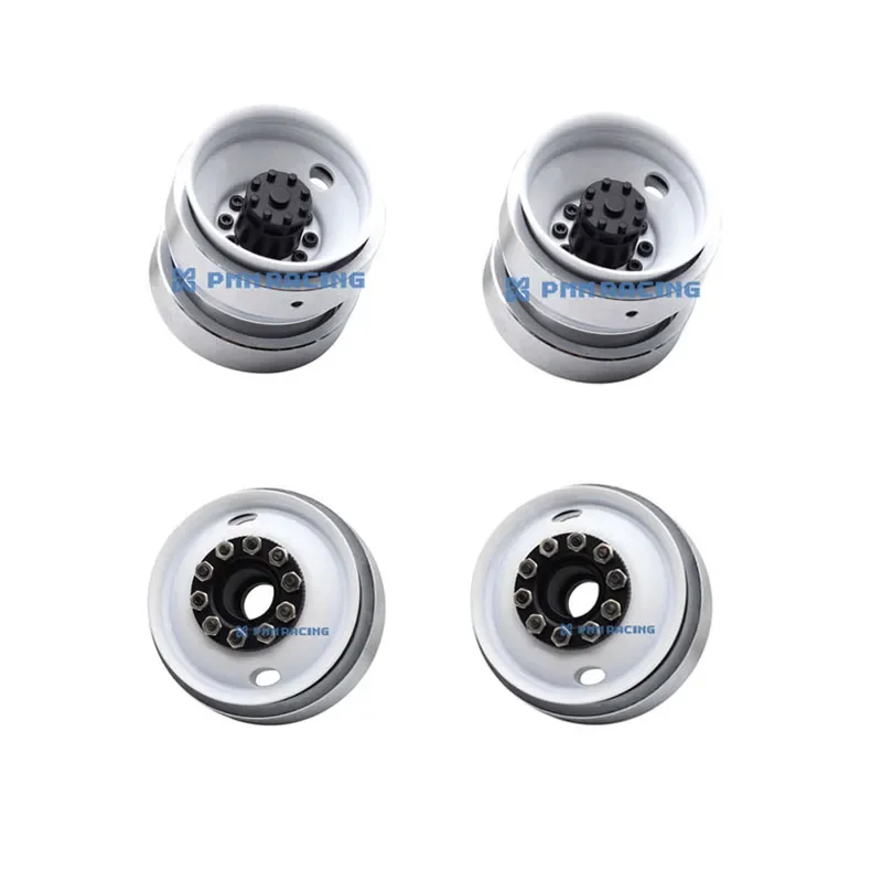 Lock Tires Front & Rear Wheels for 1 by 14 Tamiya RC Truck Trailer Tipper Scania Man Benz Actros Volvo Car DIY Parts - Black, White & Silver