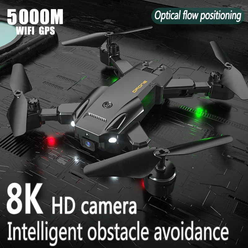 NM60908 5000 m 8K HD Drone Professional Wi-Fi GPS Dual Camera FPV Avoidance Fold Quadcopter Optical Flow Position Battery RC Drone