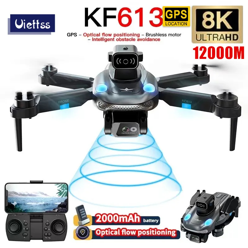 NM60947 KF613 Drone 8K Professional HD with Camera GPS Obstacle Avoidance FPV Quadcopter Brushless Motor 5G Wi-Fi RC Flight Toys