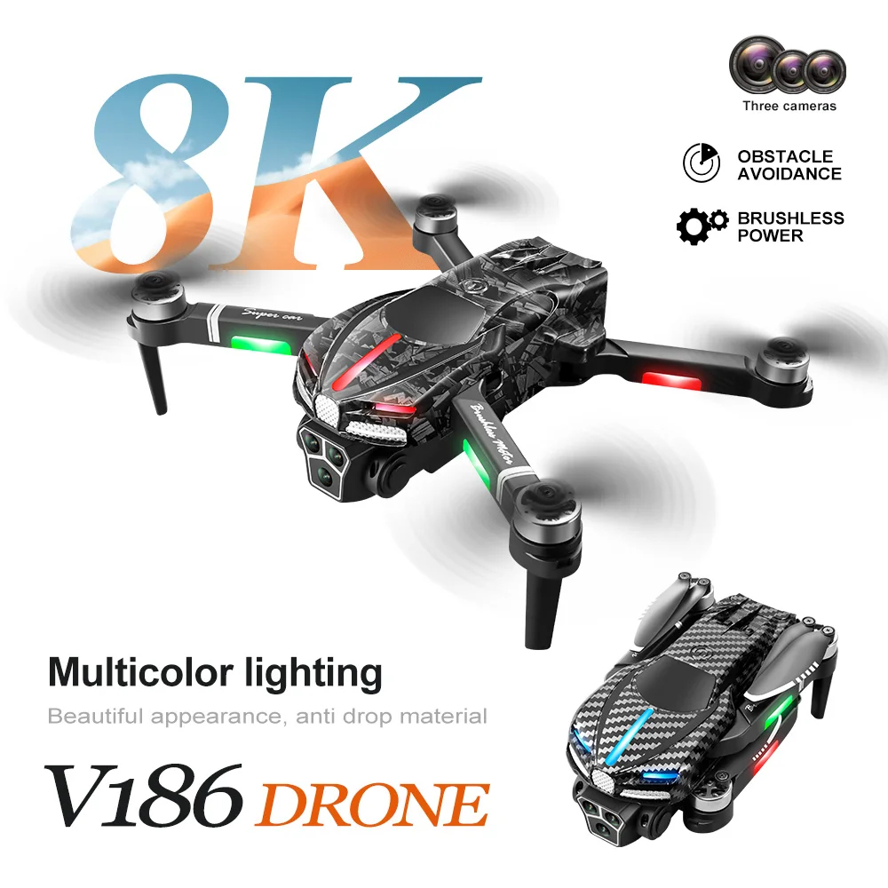 NM61014 V186 Professional Drone 8K High-Definition Dual Camera Brushless Obstacle Avoidance Drone 5G Wi-Fi RC
