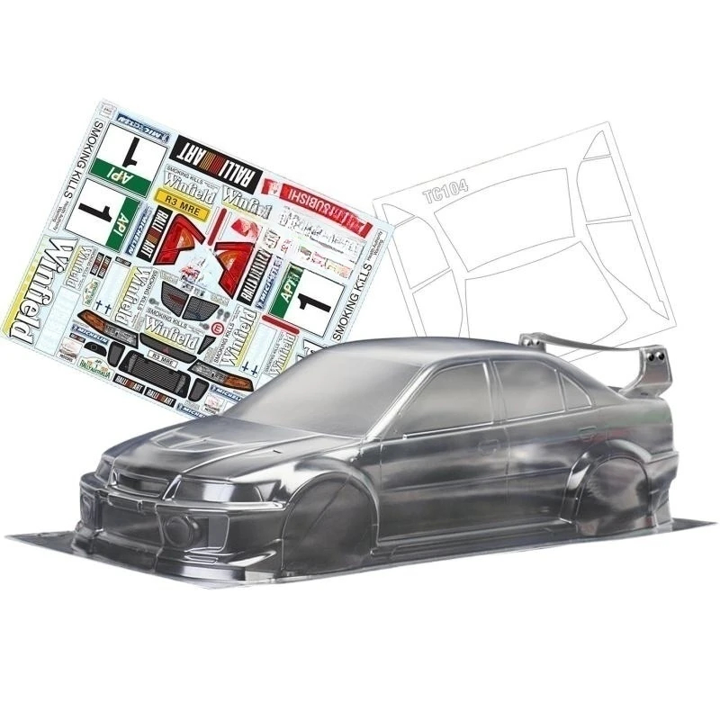 NM61141 Evolution V 190 mm RC Bodies Bodywork Clear Lexan Body Shell with Rear Wing & Winfield Decal Sticker for RC Drift Car On Road