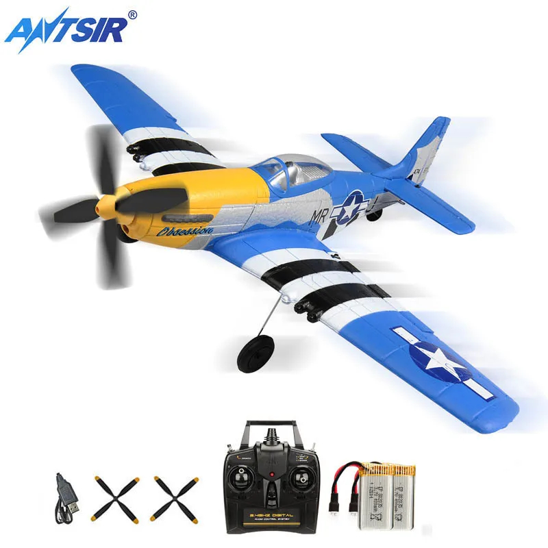 NM61259 Mustang RC Airplane 2.4G 4CH 6 Axis 400 mm Wingspan RC Aircraft One Key Aerobatic RTF Glider Plane Toys Gifts