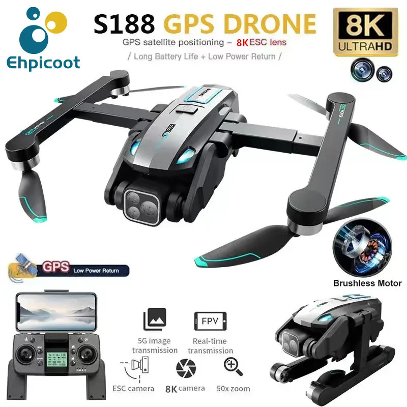 NM61343 GPS Drone 8K Professional HD Dual Camera 5G Wi-Fi Obstacle Avoidance Brushless Foldable Quadcopter RC Distance 2KM Dron Toys