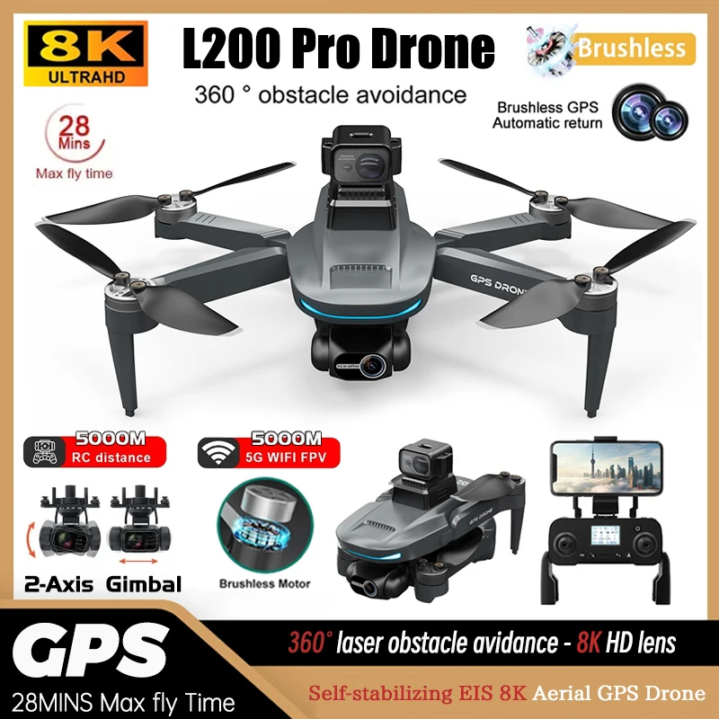 NM61446 PRO MAX Drone 8K Three-Axis PTZ HD Dual Camera Laser Obstacle Avoidance Brushless Motor GPS 5G Wi-Fi RC FPV Quadcopter Toys