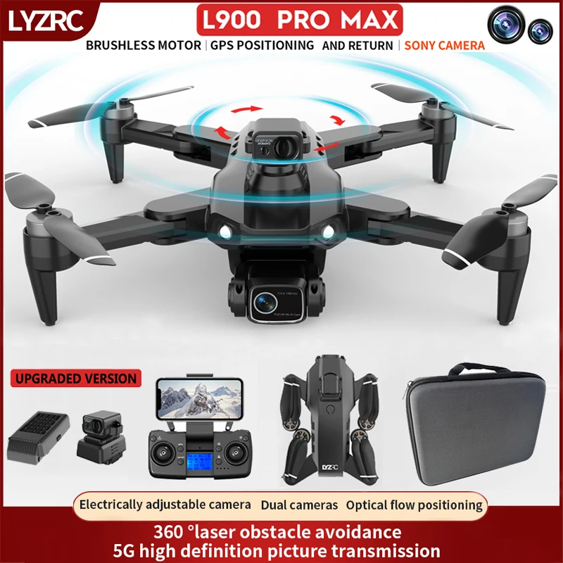NM61487 Pro Max GPS Drone 4K Professional HD Dual Camera 5G Wi-Fi 360 Deg Obstacle Avoidance Brushless Foldable RC Quadcopter Drone Toys