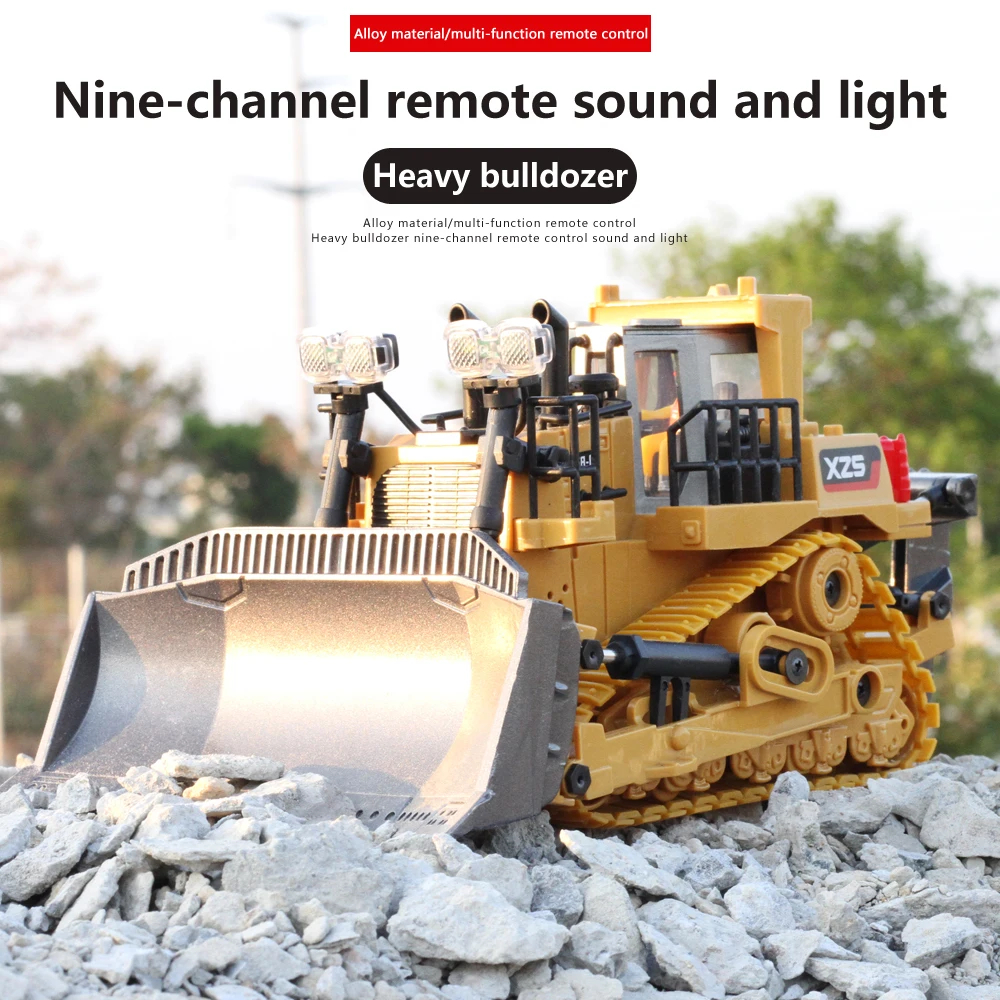 NM61501 Truck Bulldozer 1-24 Excavator Toy Alloy & Plastic Engineering Car 6CH LED Light Radio Controlled Construction Vehicle