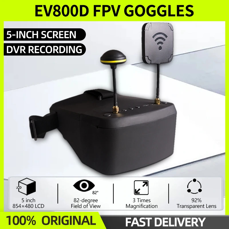 NM61760 5 in. 5.8G 40CH FPV Goggles 854 x 480 LS800D Video Headset DVR Diversity FPV Goggles Helmet Battery In for RC Drone