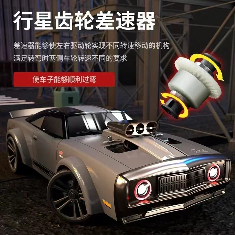 NM61819 1-16 RC Car 35 KMPH RC Car 4WD with LED Light Remote Control Muscle Cars High Speed Drift Racing Vehicle Cool Toys