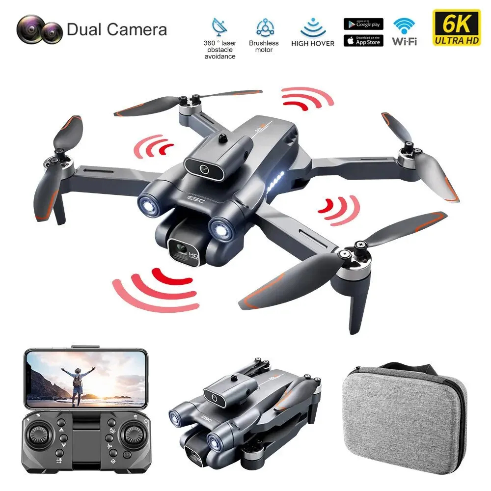 NM59000 Mini S1S Drone Professional 4K HD ESC Camera Optical Flow Positioning 360 Deg Obstacle Avoidance RC Drone Childrens - Black & Gray