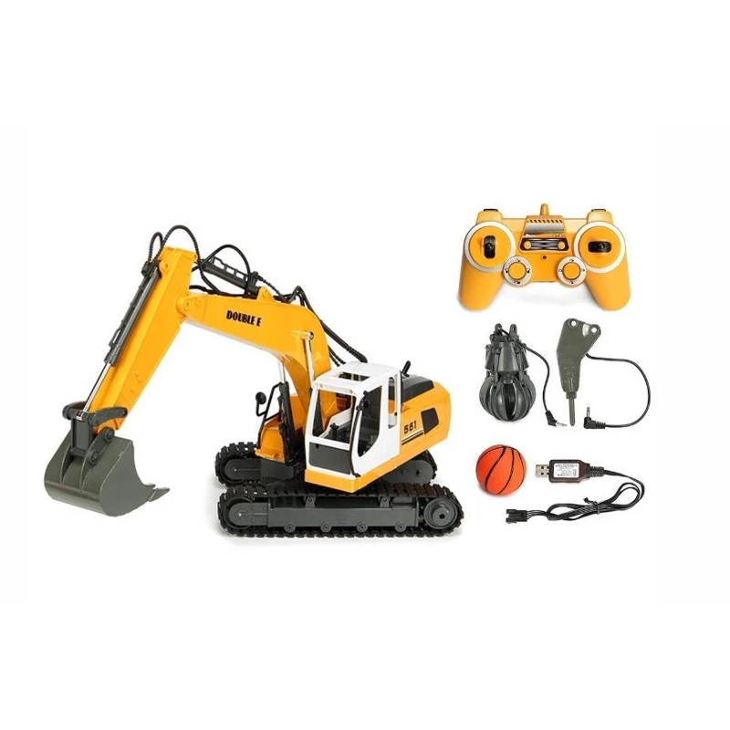 NM61977 E E561-003 Radio Control Quartering Hammer DIY RC Excavator Alloy 3-in-1 Gripper with Mini Basketball for Boy