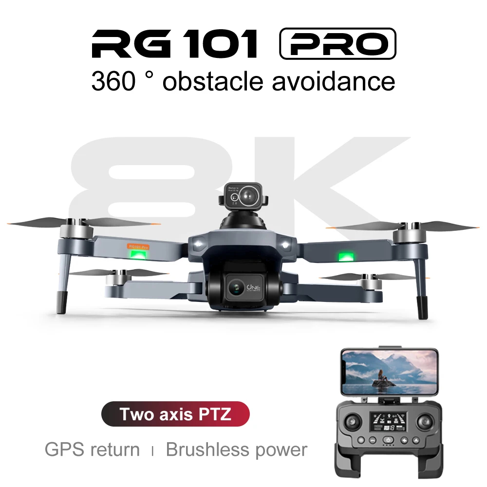 NM62057 RG101 PRO Drone 8K Dual Camera 3-Axis Gimbal Professional Drone 5G FPV 360 deg Obstacle Avoidance Brushless Quadcopter RC Toys