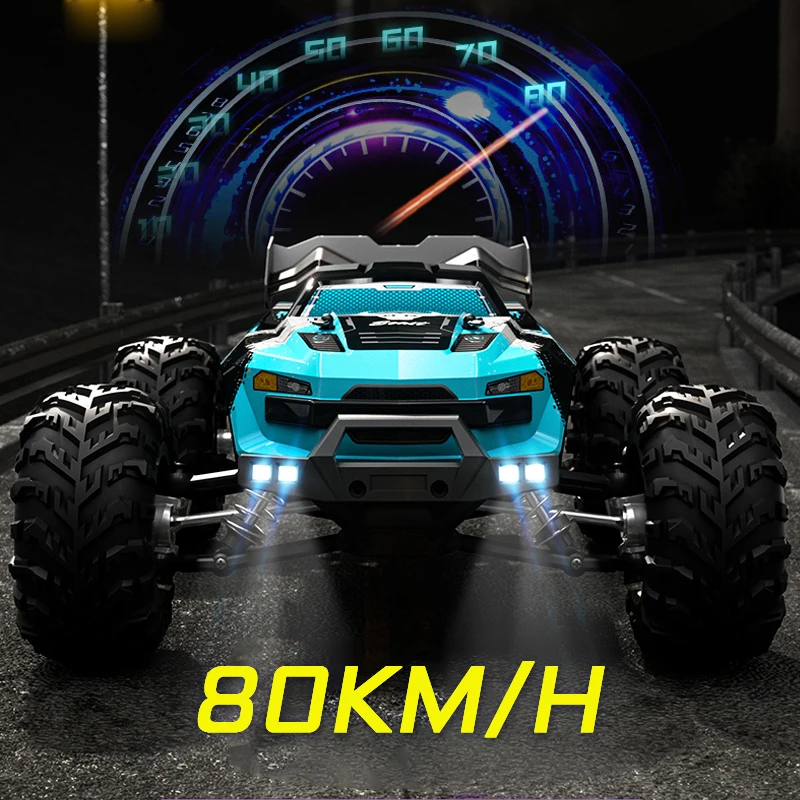 NM62072 Or 40km-H 4WD RC Car with LED Full Scale Remote Control Cars High Speed Off-Road Drift Simulation Car Toy for Boys Gifts - Purple & Green