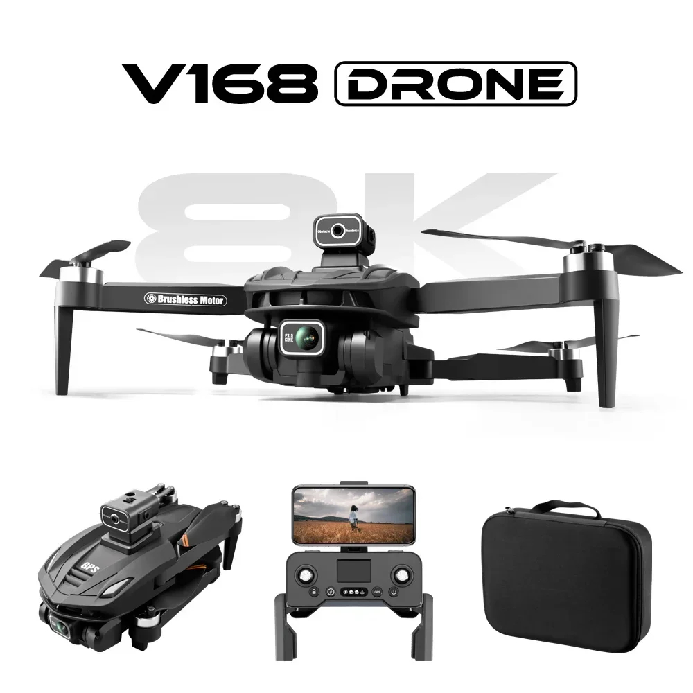 NM62103 V168 8K Optical Flow Drone GPS OA Positioning Aerial Camera FPV Wide-angle Shooting Brushless Drone RC Childrens Toys