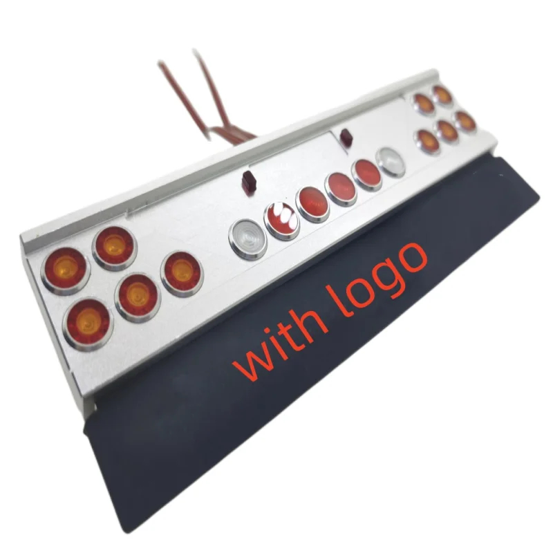 NM61713 Metal LED Tail Light Rear Bumper Light with Mudguard Logo for 1 by 14 Tamiya RC Truck Trailer Scania Actros Man Volvo - Silver