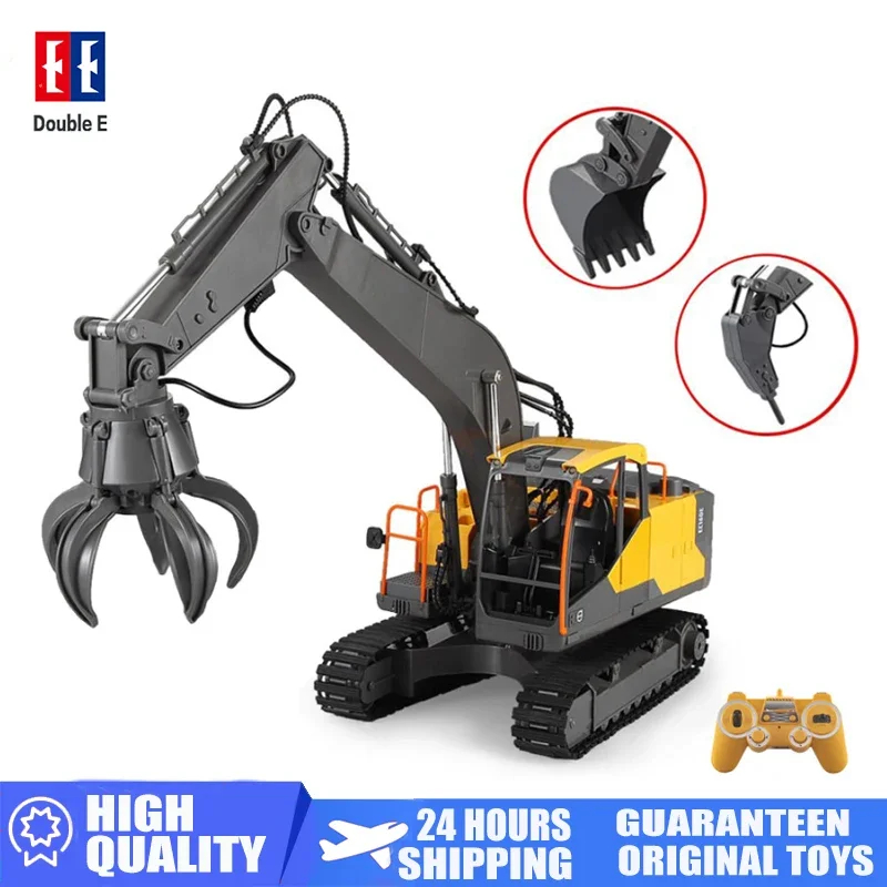 NM61851 E E568 Truck 1-16 RC Truck Alloy 3 in 1 Engineering Car 2.4G Remote Control Car RC Excavator Toys for Boys Kids Xmas Gift - Khaki