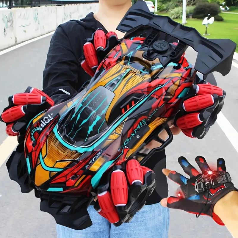 NM58270 F1 Drift LED Lights Music 2.4G Glove Gesture Radio Remote Control Spray Stunt 4WD Electric Children RC Car Toy