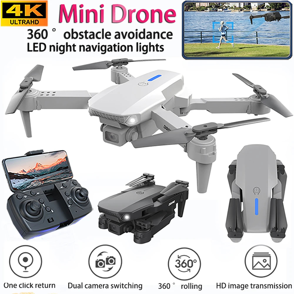 NM58353 Pro Mini Drone HD 4K Professional Camera 360 Deg Rolling Wi-Fi Foldable RC Helicopter LED Night Flight Light Drones Toy Gift