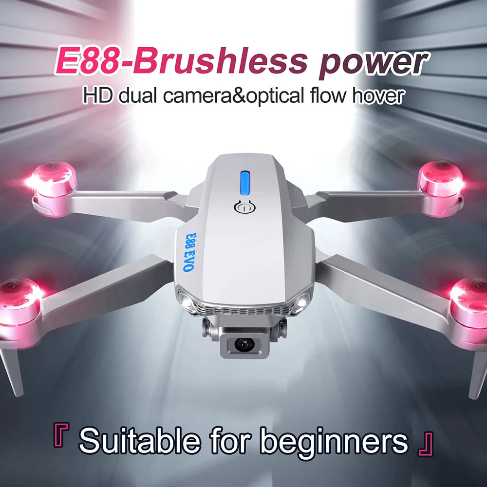 NM58428 E88 Pro 4K FPV Wide Angle Shooting Drone Optical Flow Obstacle Avoidance Drone Brushless Professional Drone Kids RC Toys