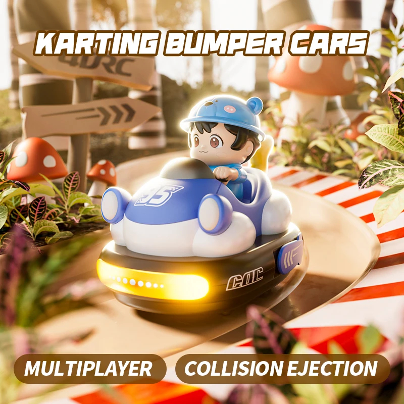 NM60077 Toy 2.4G Super Battle Bumper Car Pop-up Doll Crash Bounce Ejection Light Childrens Remote Control Toys Gift for Parenting - Blue & Red