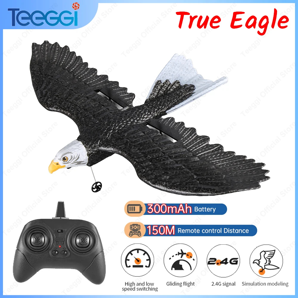 NM60121 Foam Aircraft Z59 Wingspan Eagle Bionic Plane 2.4G Radio Control Glider Plane Airplane Foam Boys Toys for Children Gift - Black