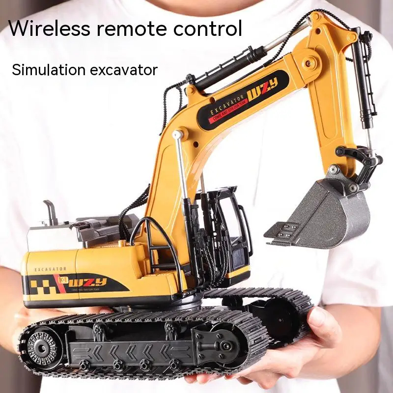 NM60154 Remote Control Toys Alloy Simulated Sound & Lighting Excavator Bulldozer Engineering Vehicle RC Trucks Gifts for Children