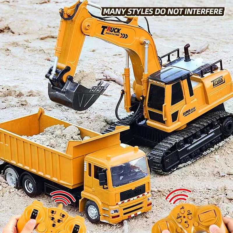 NM60217 Alloy Remote Control Excavator Mini RC Excavator Model 5 Channel Excavator for Children RC Trucks Gift for Boy