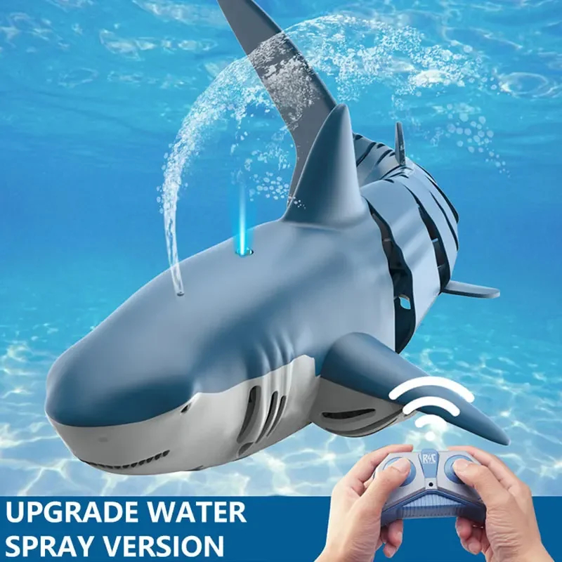 NM58334 Control Shark Toys Spray Water Toy Remote Controlled Boat Ship Submarine Robots Fish Electric Toys Gifts for Children