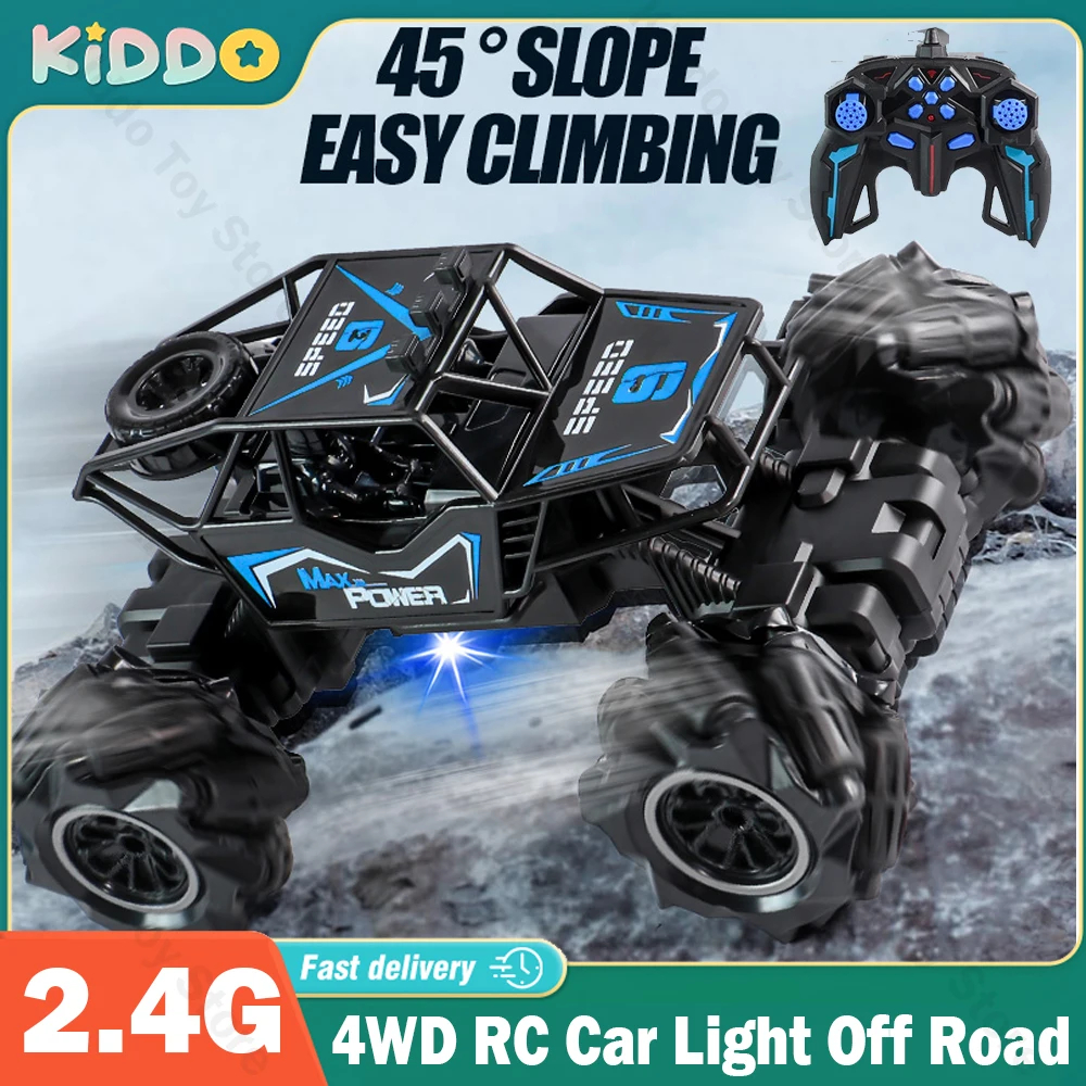 NM58426 4WD RC Car with LED Lights High Speed Racing Climbing Off-Road Vehicle Drive Car Remote Electric Vehicle Christmas Gifts - Red & Blue