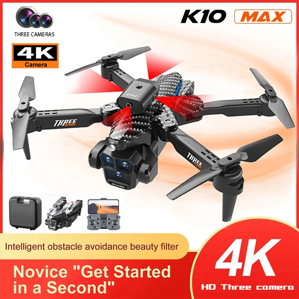 NM58509 K10 Max RC Drone 4K Professional with 1080P Wide Angle HD Camera Foldable Helicopter Wi-Fi FPV Height Hold Gift Toy