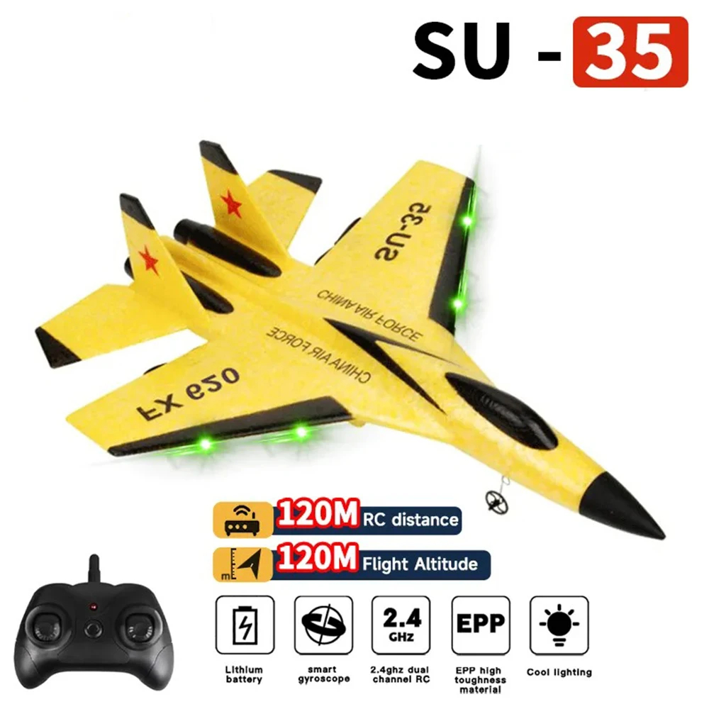 NM58567 Plane SU35 2.4G with LED Lights Aircraft Remote Control Flying Model Glider Airplane SU57 EPP Foam Toys for Children Gifts
