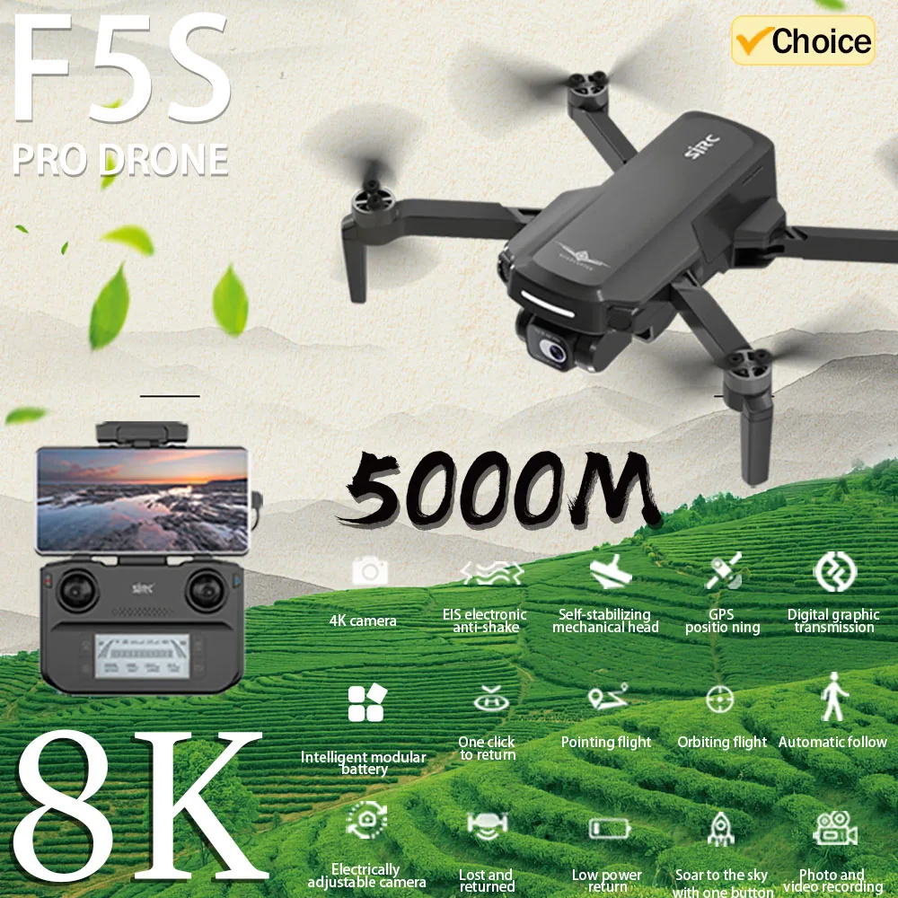 NM62487 Pro Professional Drone 8K Dual Camera 2-Axis Gimbal FPV Drone RC Quadcopter Optical Streaming GPS Mapping Aircraft VS F22S - Silvery Gray -  UNO1RC