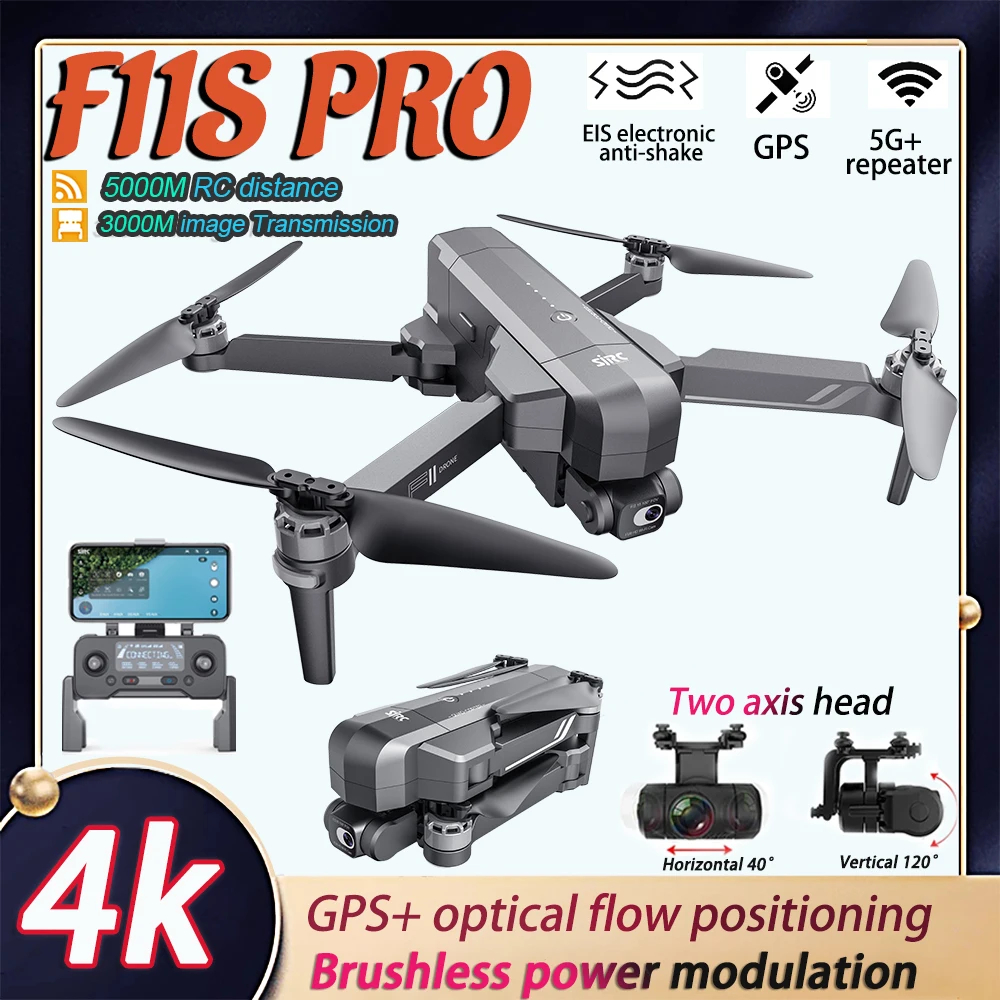 NM62497 F11S PRO 4K Professional Drone GPS Quadcopter Toy with Relay HD EIS Camera Drone 2-Axis Stabilizer 5G FPV RC Brushless Motor -  UNO1RC