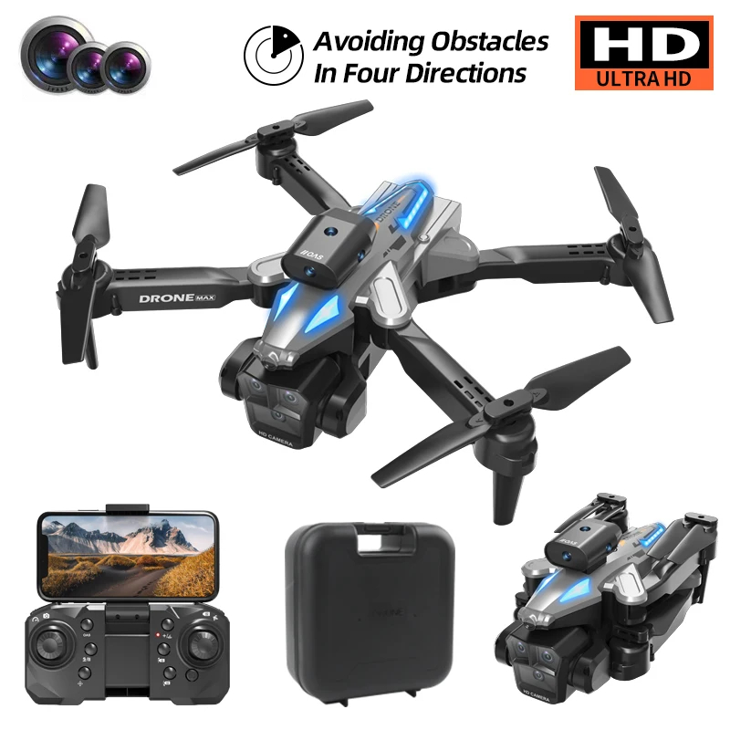 NM59227 Max Drone Water Bombs 360 Deg Laser Obstacle Avoidance Brushless Motor GPS Return 4K HD Three Camera RC Quadcopter Drone Toys - Multi Color
