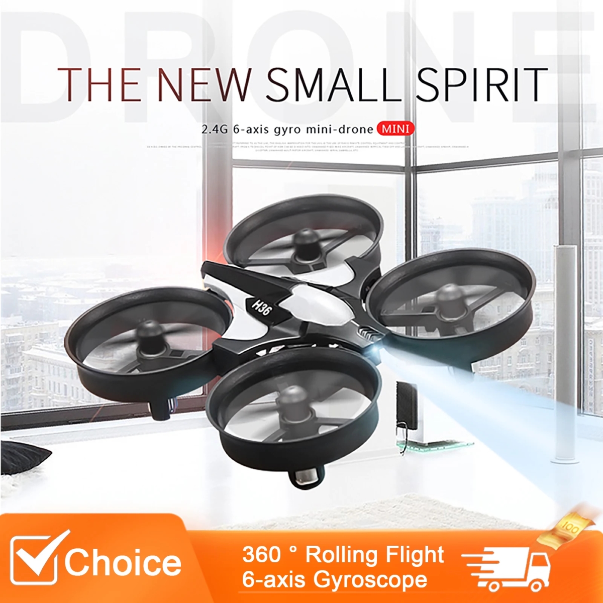 NM59285 H36 Mini RC Drone 4Ch 6-Axis Headless Mode Helicopter 360 Deg Rolling Flight Remote Control Quadcopter Toy Mini Drone for Kid