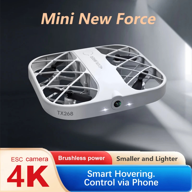 NM59332 H107 Mini Drone Grid 360 deg Laser Obstacle Avoidance 8K HD Dual Camera Brushless Motor GPS Return RC Quadcopter Drone Toy